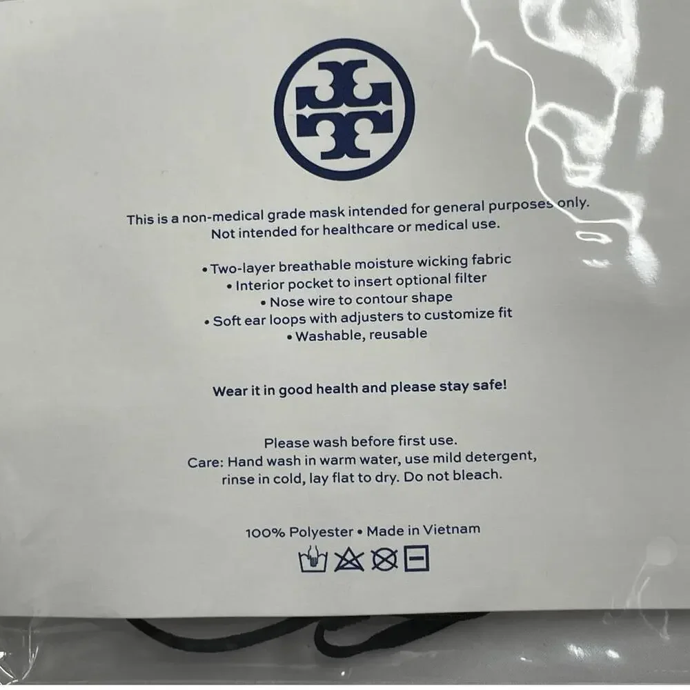 Tory Burch Two Layer Adjustable Face Mask BLue